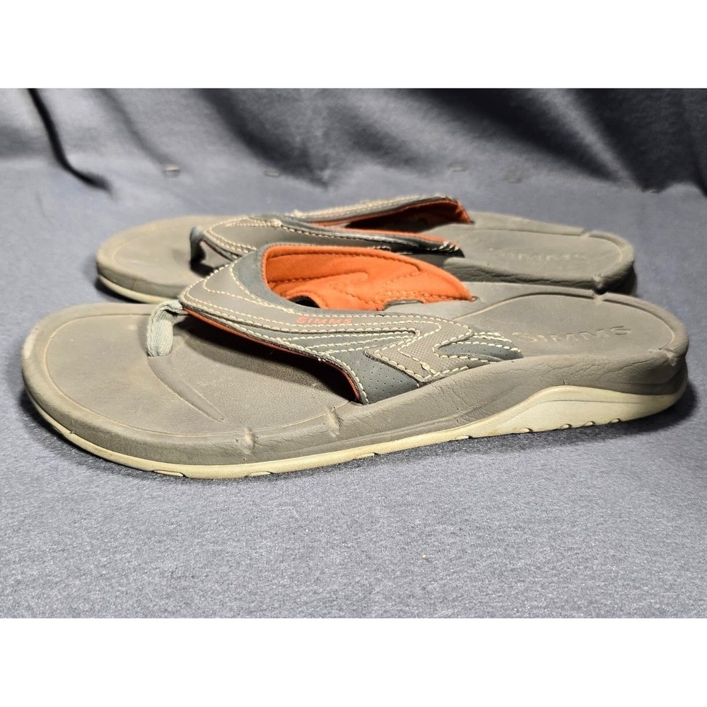 SIMMS Mens‎ Gray Orange Flip Flops Thong Sandals Size US 9 EU 42